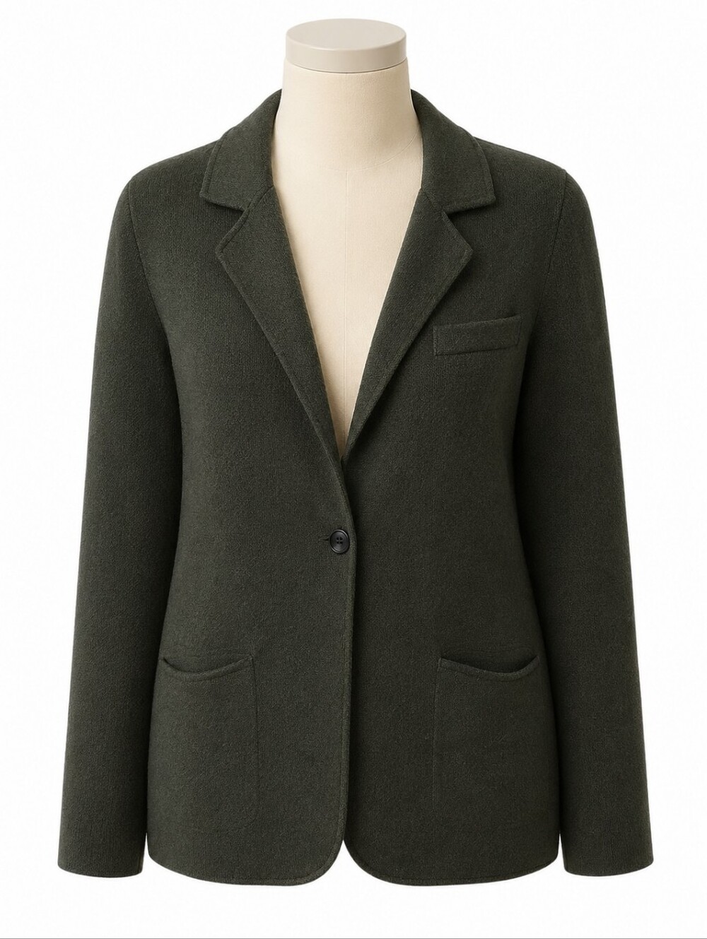 Anthropologie Rani Sweater Blazer M Dark Green Knit Jacket Wool Blend Coat